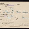 Steuerkarte vom Finanzamt Weimar für Kraftfahrzeug als Drucksache versendet - 1952