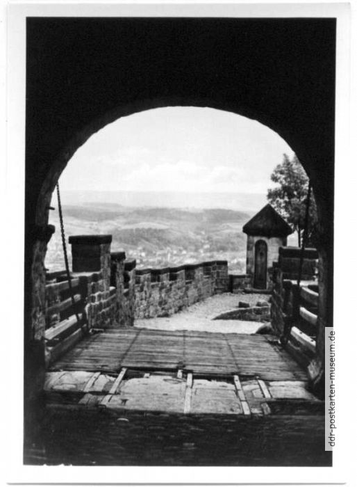 Wartburg, Blick vom Eingangstor auf die Schanze - 1953