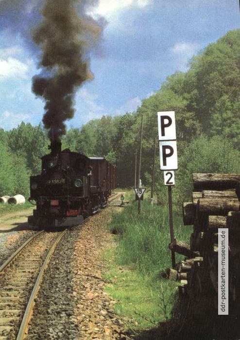 Dampflok 99 1582-8 der Schmalspurbahn Oschatz-Mügeln beim Rangieren in Kemmlitz - 1990