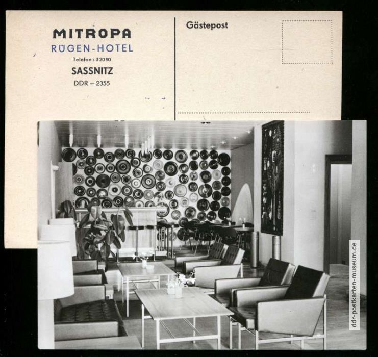 Mitropa-Rügen-Hotel in Saßnitz, Hotelhalle - 1970
