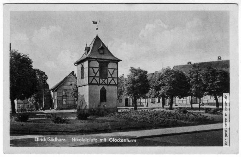 Nikolaiplatz mit Glockenturm - 1955