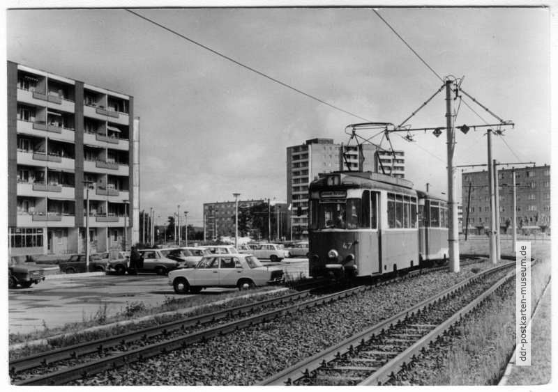 Neubauviertel in Neuberesinchen, Straßenbahn Linie 1 - 1988