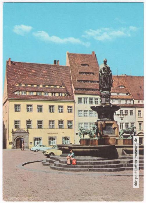 Obermarkt mit Brunnendenkmal (Otto der Reiche), Ratskeller - 1977
