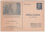 Ganzsache FP 1 für Aufbau-Lotterie 1952- 12 Pfennig Wilhelm Pieck, Motiv: Strausberger Platz mit Kinderkaufhaus