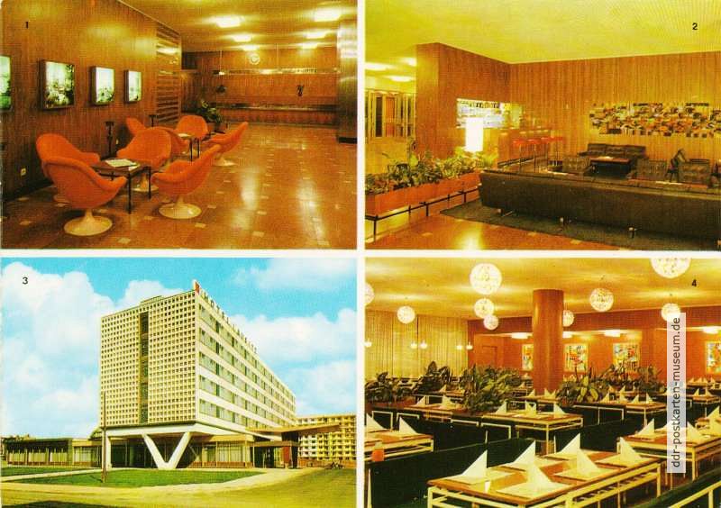 Cottbus, Hotel "Lausitz" mit Foyer, Hallenbar und Restaurant - 1973