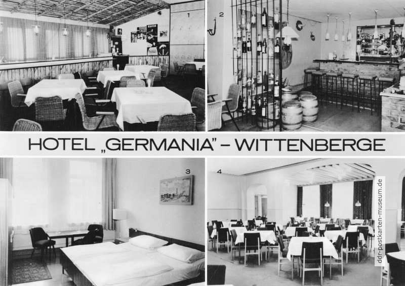 Wittenberge, Hotel "Germania" mit Milchbar, Bar, Zimmer und Restaurant - 1973
