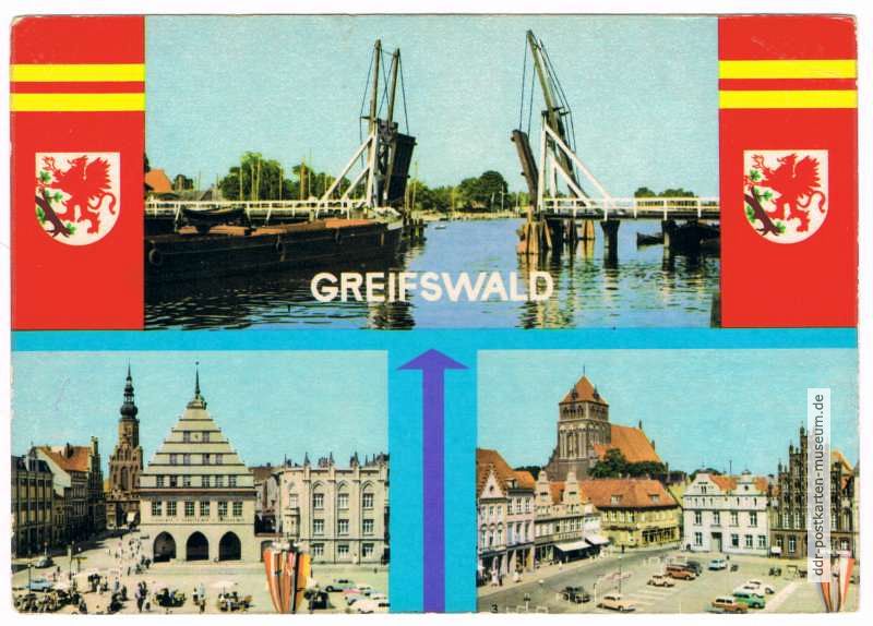 Wiecker Brücke, Rathaus, Platz der Freundschaft - 1963