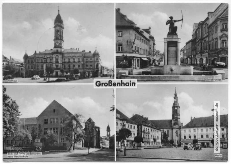 Rathaus, Dianabrunnen, Berufsschule, Markt - 1959
