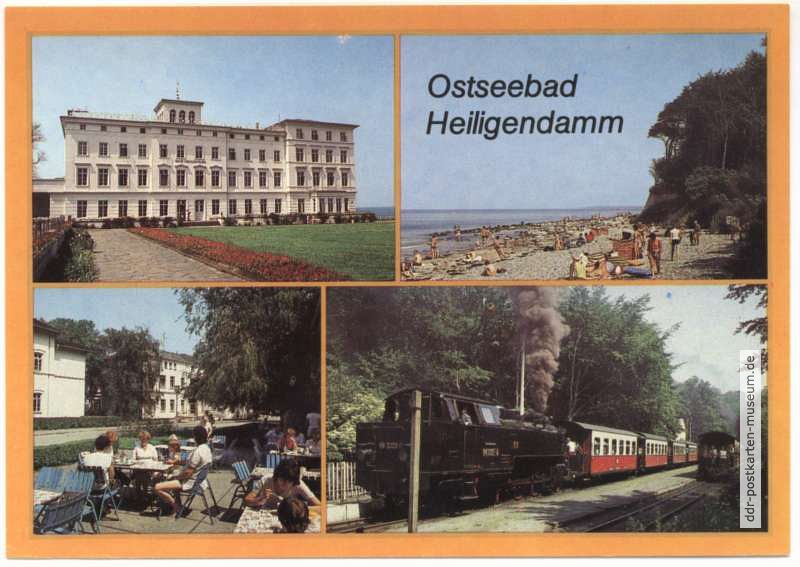 "Haus Mecklenburg", Steilküste, An den Kolonnaden, Schmalspurbahn "Molli" - 1988
