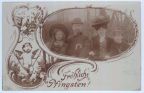 Eine der ersten privaten Fotopostkarten "Fröhliche Pfingsten", 1908
