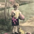 Nachcolorierte Fotopostkarte zum Osterfest - 1925