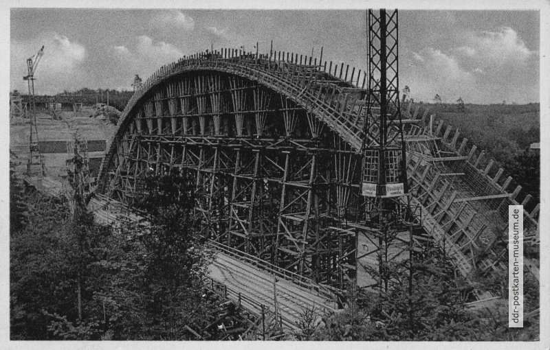 Reichsautobahn, Bau der Teufelsthalbrücke bei Hermsdorf - 1936