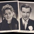 Künstlerpostkarten zum Film "Die junge Dame", Greta Garbo und Victor De Kowa - 1935