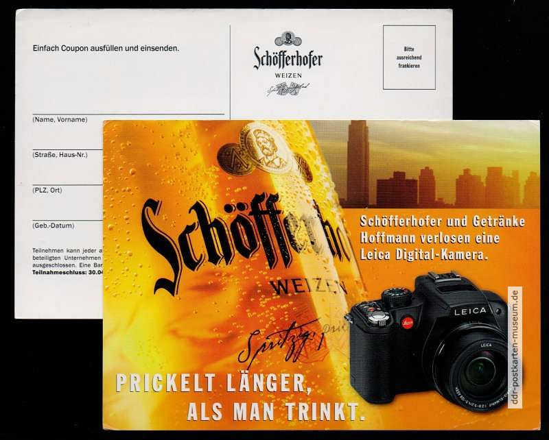 Werbeflyer / Reklamepostkarte von Schöfferhofer-Gewinnspiel - 2011