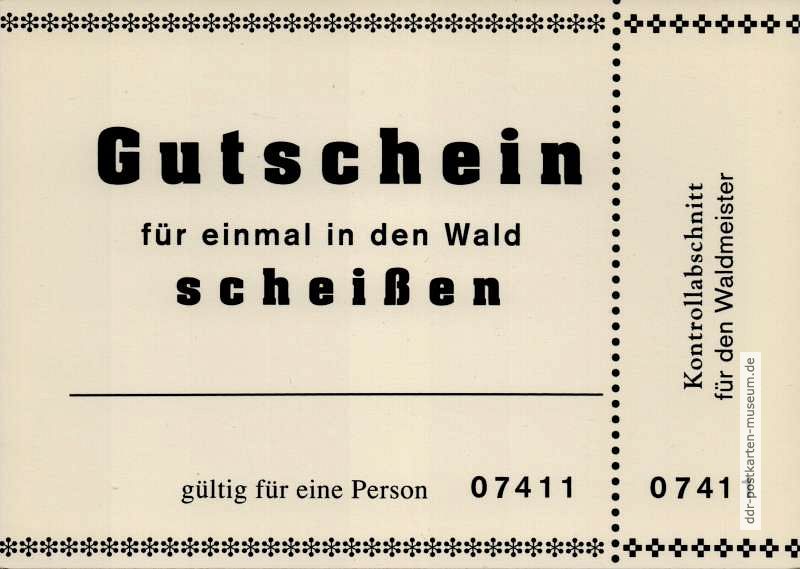 Scherzpostkarte mit kuriosem "Gutschein" - 1998