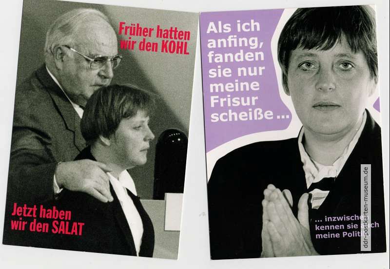 Politische Scherzpostkarten mit BK Kohl und BK Merkel - 2010