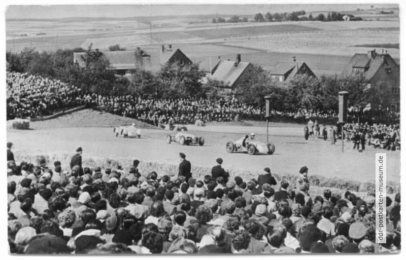 Sachsenring-Rennen, Rennwagen an der Queckenbergkurve - 1959