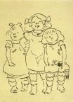 Heinrich Zille, Federzeichnung "Drei Zille-Kinder" - 1962