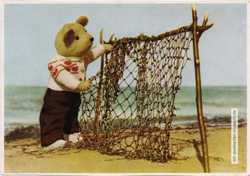 Karte aus Kinderkalender, Teddy am Meer  - 1957