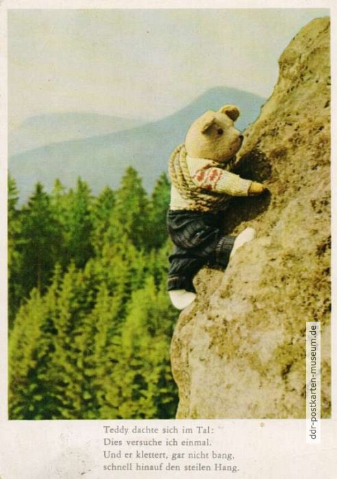 Karte 2424 Teddy klettert in der Sächsischen Schweiz - 1957