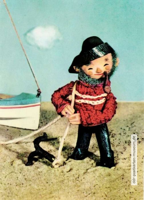 Aus Kartenserie "Eine Seefahrt ist lustig", Ankerlegen am Strand - 1968