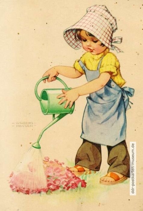 Kind als Blumengießerin - 1949
