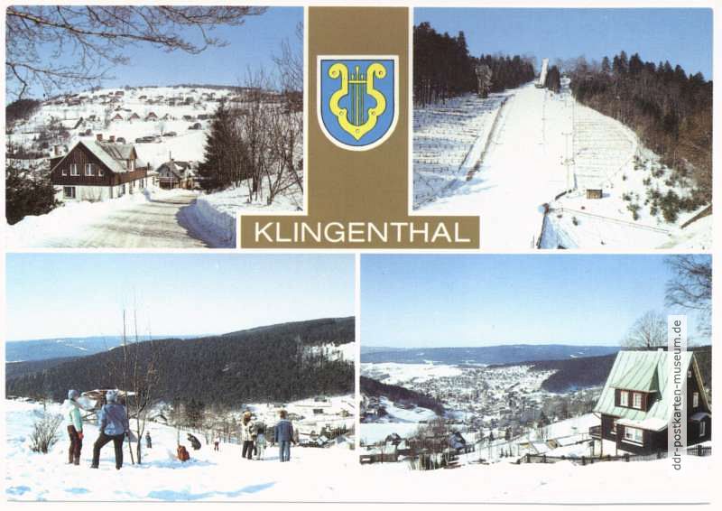 Blick zum Aschberg, Große Aschbergschanze, Am Lift, Blick auf Klingenthal - 1987