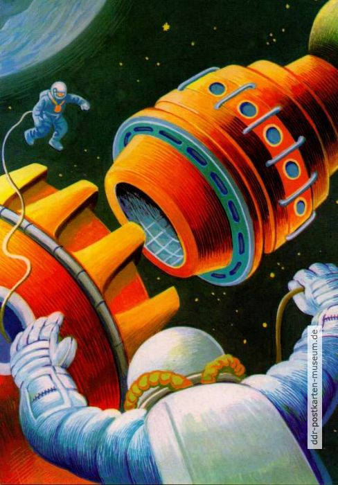 "Utopischer Weltraum", Zusammenbau einer Raumstation im Orbit - 1971