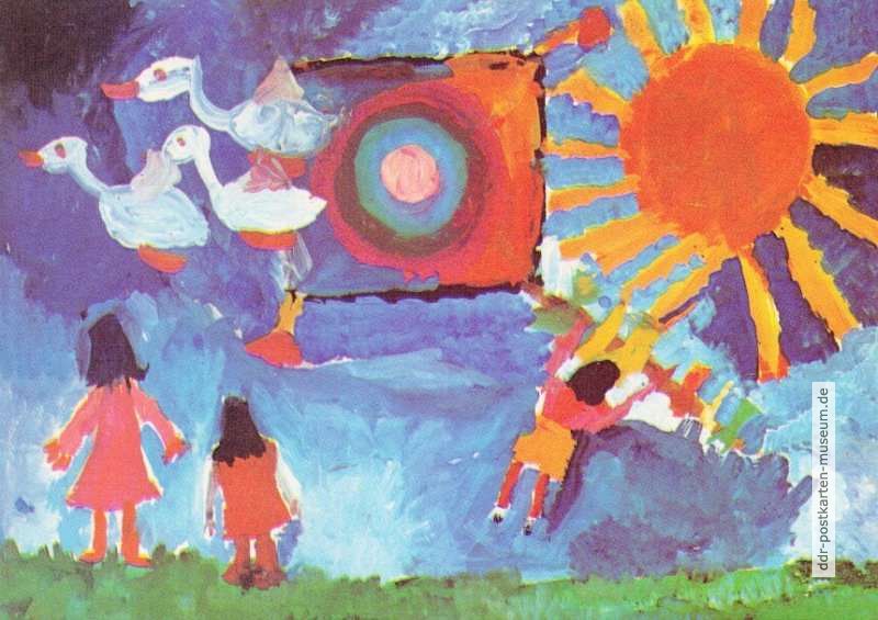 Kinderzeichnung "Unsere Sonne" - um 1980