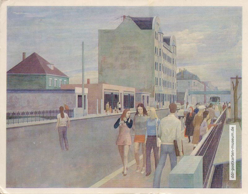 Tempera auf Leinwand "Straßenbild" von Günter Thiele - 1978