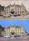 Seltene Ansichtskarte, sowohl in schwarz-weiß, als auch farbig produziert, Rathaus Lübz 