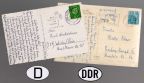 Postkarte aus der BRD in die und aus der DDR in die BRD