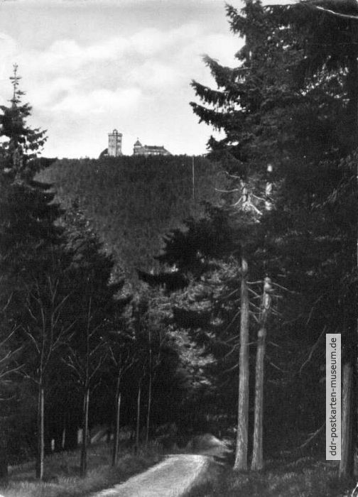 Blick vom Hirschfalzweg zum Fichtelberghaus mit Wetterwarte - 1958