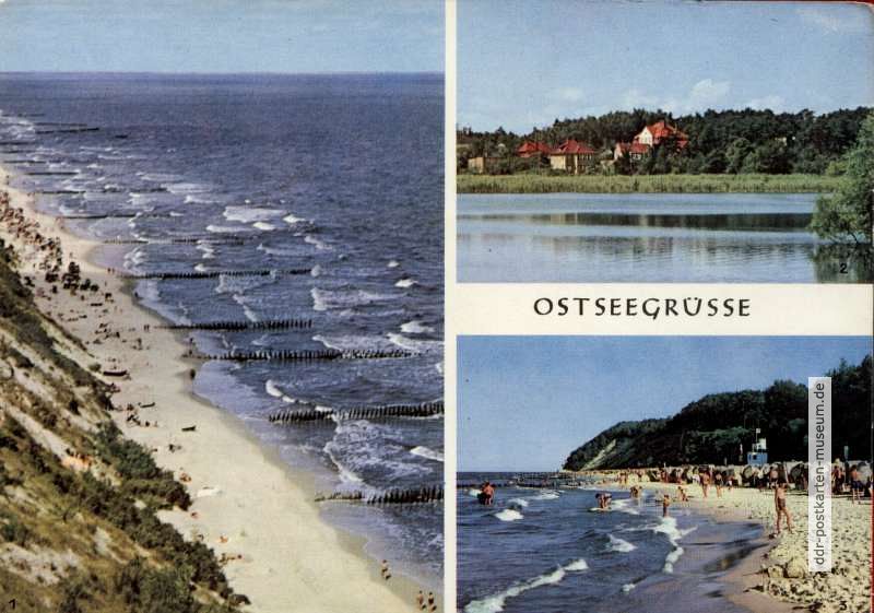 Blick vom Steckelberg bei Koserow, Am Kölpinsee, Strand von Koserow - 1970