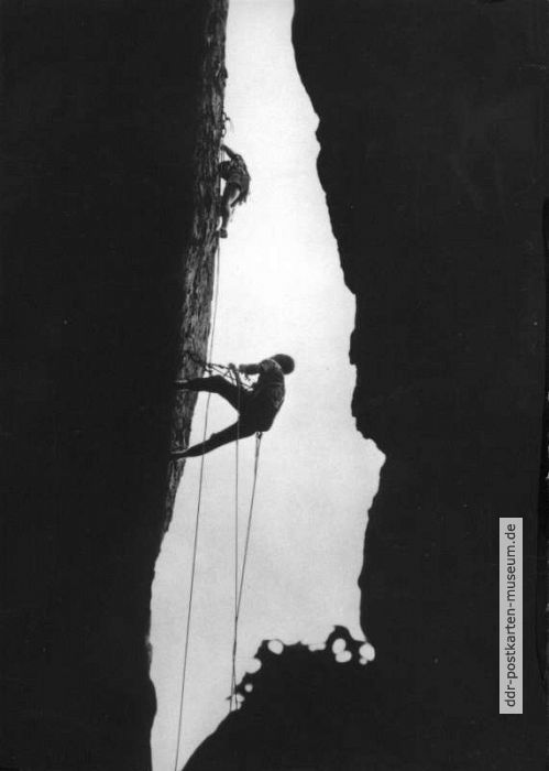 Kletter Arnold und Lamm am östlichen Rauschenturm bei Schmilka - 1982