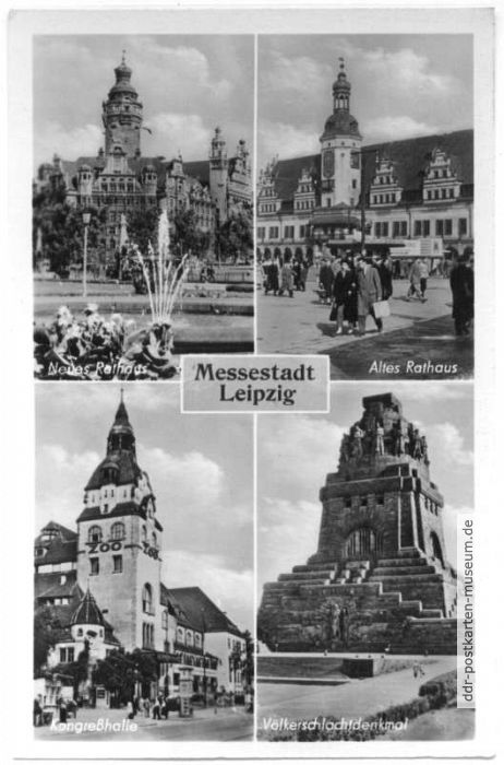 Neues und Altes Rathaus, Zoo, Völkerschlacht-Denkmal - 1956