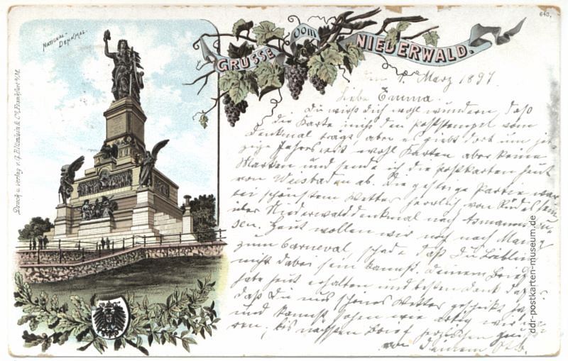 Niederwald-Denkmal mit Germania bei Rüdesheim (Hessen) - 1897