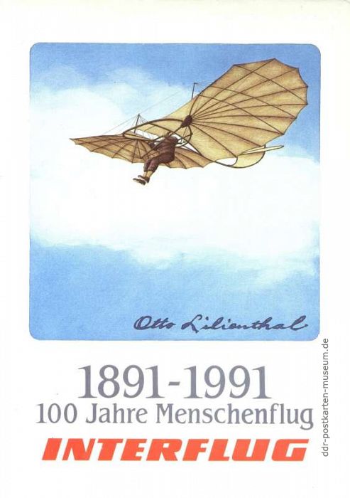 Sonderpostkarte zum Jubiläum "100 Jahre Menschenflug des Otto Lilienthal" - 1990