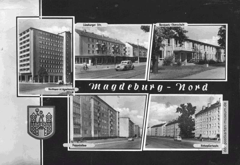 Hochhaus, Neubauten und Oberschule - 1964