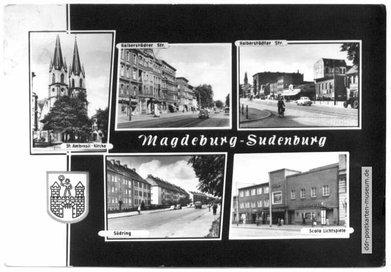 Ambrosiuskirche, Halberstädter Straße, Südring, Kino Scala - 1964 - 1964