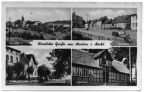 Teilansicht, Marktplatz, Stralsunder Straße mit Post, Jugendheim - 1954