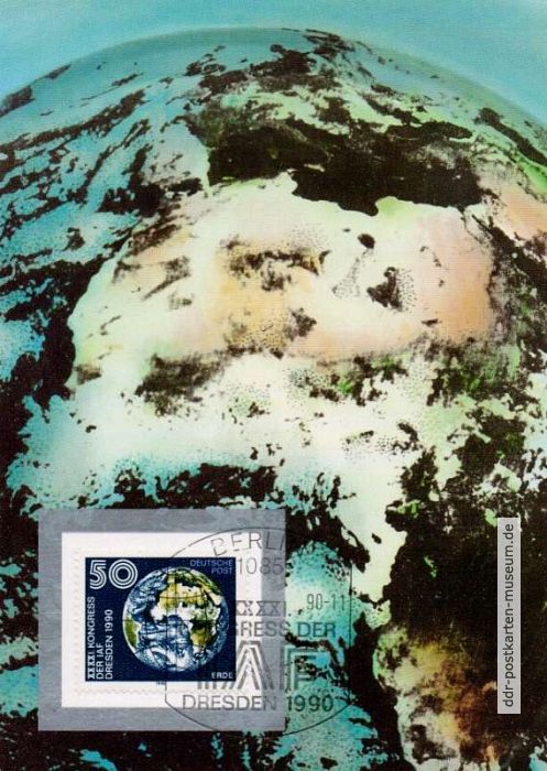 Maximumkarte "XXXXI. Kongreß der Inter. Astronautischen Föderation" mit Kontinent Afrika - 1990