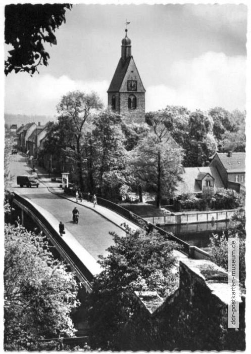 Saalebrücke mit Neumarktkirche - 1962