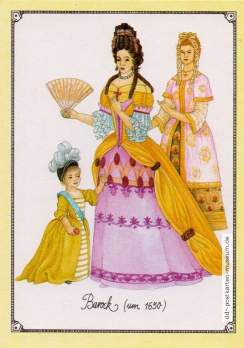 Französische Hofdamen und Kind um 1650 in der Barock-Zeit - 1985