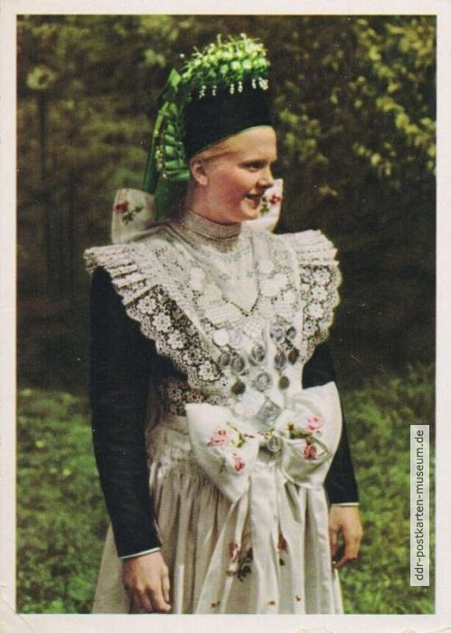 Sorbische katholische Brauttracht, Oberlausitz - 1954