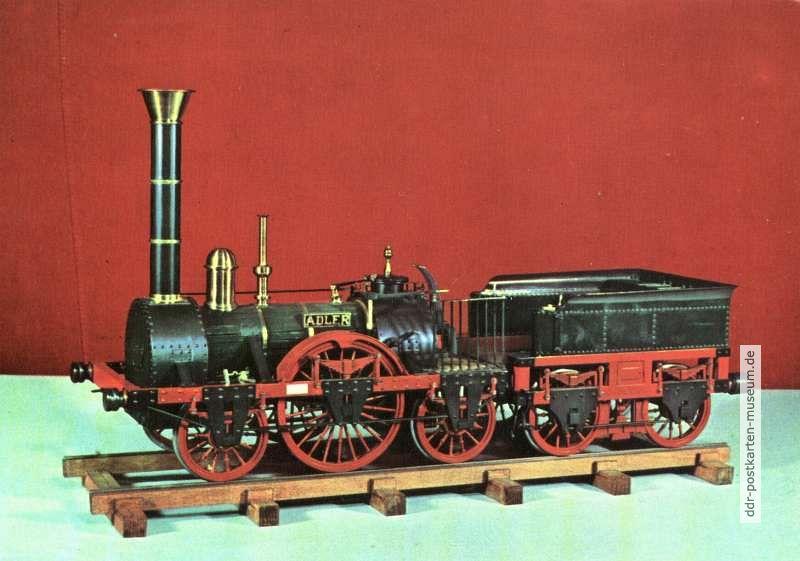 "Adler", 1735 erste in Deutschland gefahrene Dampflokomotive (Modell 1:10) - 1977