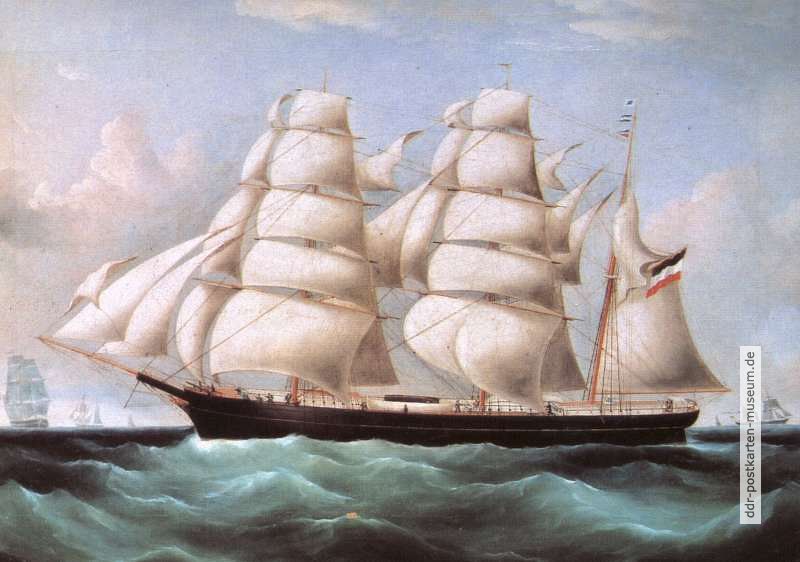 Gemälde mit unbekanntem niederländischen Schiff eines unbekannten Malers - 1986