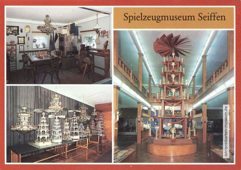 Spielzeugmuseum Seiffen - Spielzeugmacherstube, Pyramiden und Leuchter - 1990