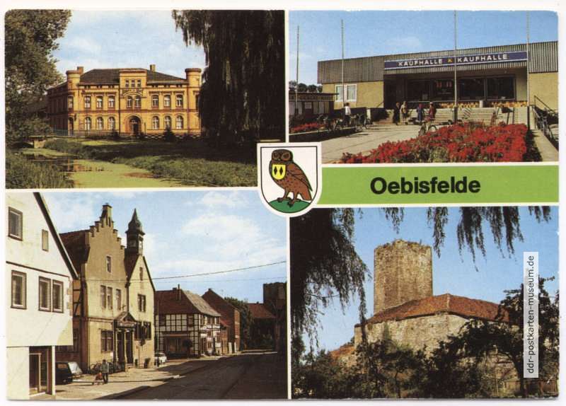 Theater "Jägerhof", Konsum-Kaufhalle, Blick zum Rathaus, Burg - 1989