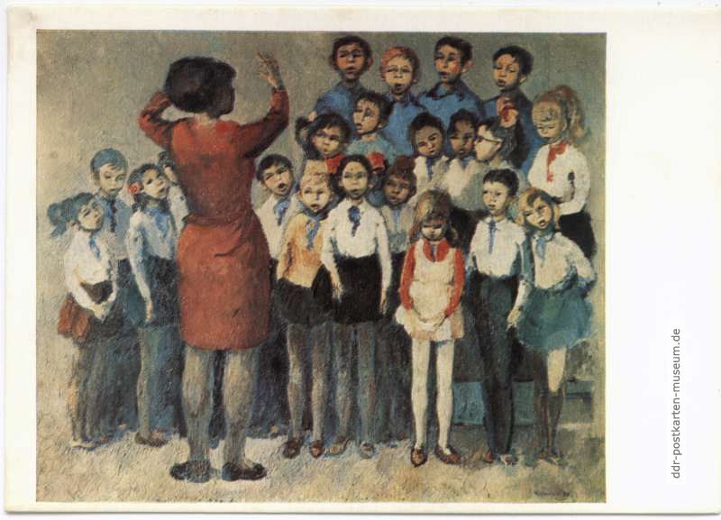 Ölbild "Kinderchor" von Friderun Bondzin - 1981